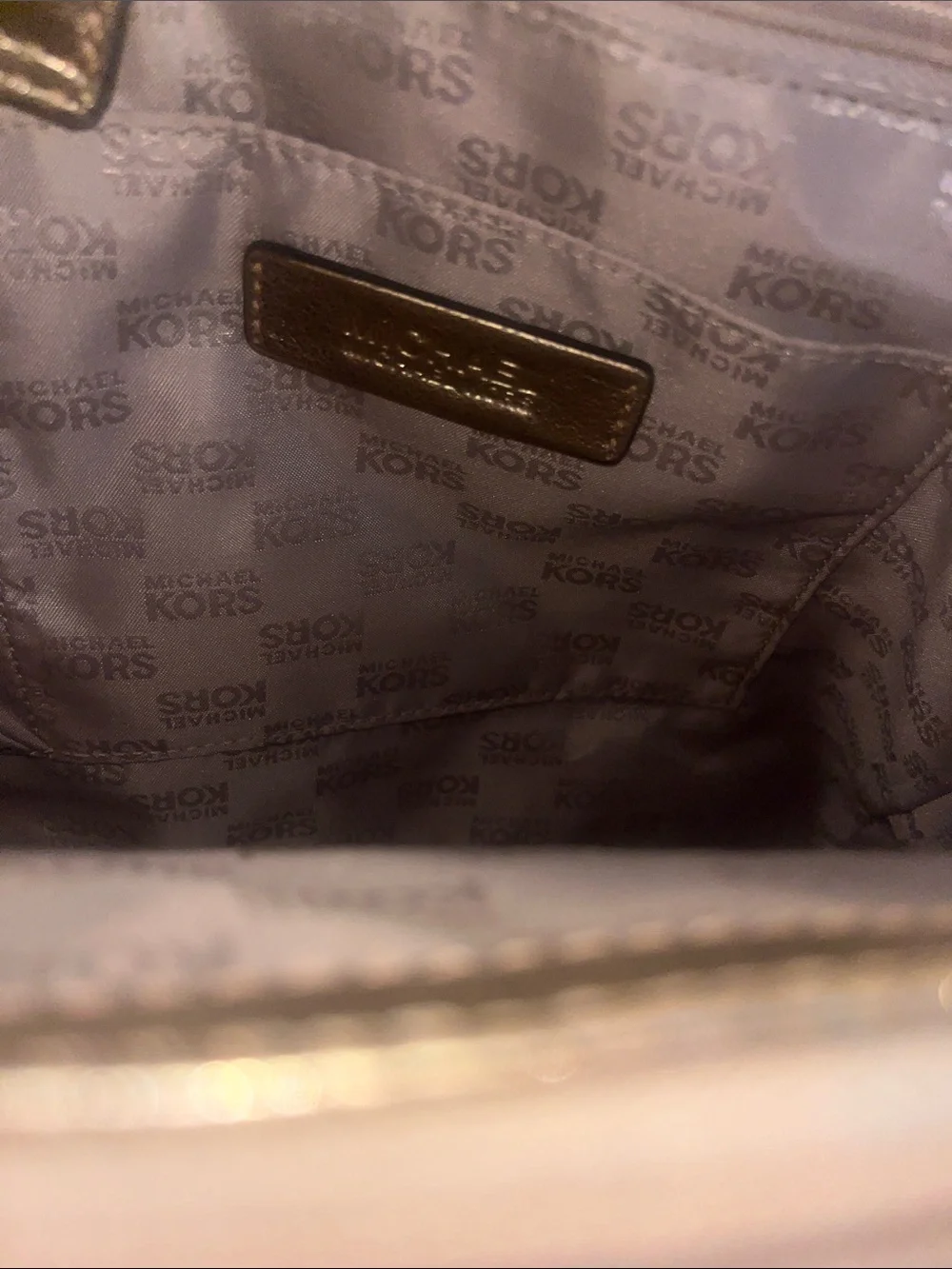 Michael Kors Metallic Gold Leather Tote with Chain-Detail Strap